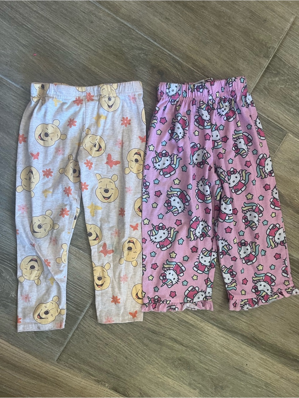 Multiples Girls Pink Unicorn and Gray Winnie the Pooh Pajama Bottoms